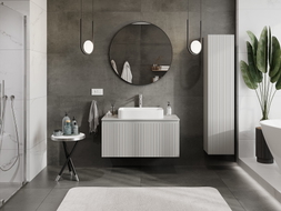 Mexen Rivel meuble de salle de bains sous lavabo 100 cm avec plateau, 1 tiroir, rainuré, gris mat - 91A20-10047-1-BFC62