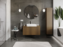 Mexen Rivel armoire de salle de bain 100 cm avec plateau, 1 tiroir, rainuré, noyer - 91A20-10047-1-BFC86