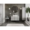 Mexen Rivel meuble de salle de bain sous-lavabo 100 cm avec dessus, 2 tiroirs, rainuré, gris mat - 91A20-10047-2-BFFC62