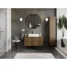 Mexen Rivel meuble de salle de bain sous lavabo 100 cm avec plateau, 2 tiroirs, rainuré, noyer - 91A20-10047-2-BFFC86