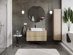 Mexen Rivel meuble de salle de bain sous lavabo 100 cm avec plan de travail, 2 tiroirs, rainuré, chêne - 91A20-10047-2-BFFC81