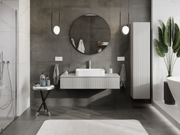 Mexen Rivel meuble dessous de lavabo 120 cm avec plateau, 1 tiroir, rainuré, gris mat - 91A20-12023-1-BFC62