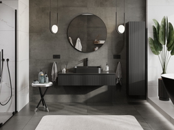 Mexen Rivel meuble de salle de bain sous lavabo 120 cm avec plateau, 1 tiroir, rainuré, noir mat - 91A20-12023-1-BFC71