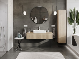 Mexen Rivel meuble de salle de bain sous-vasque 120 cm avec plateau, 1 tiroir, rainuré, chêne - 91A20-12023-1-BFC81