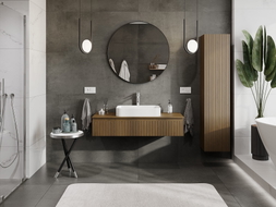Mexen Rivel meuble de salle de bain sous lavabo 120 cm avec plateau, 1 tiroir, rainuré, noyer - 91A20-12023-1-BFC86