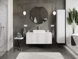 Mexen Rivel armoire de salle de bains sous lavabo 120 cm avec plateau, 1 tiroir, rainurée, blanc mat - 91A20-12047-1-BFC01