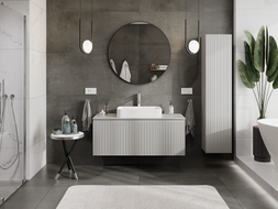 Mexen Rivel meuble de salle de bain sous-lavabo 120 cm avec plateau, 1 tiroir, rainuré, gris mat - 91A20-12047-1-BFC62