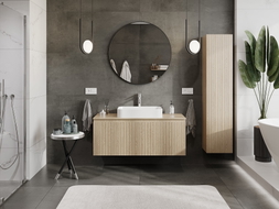 Mexen Rivel armoire de salle de bains sous-lavabo 120 cm avec plateau, 1 tiroir, rainurée, chêne - 91A20-12047-1-BFC81