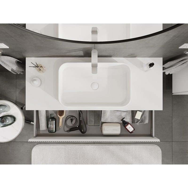 Mexen Rivel meuble de salle de bains sous lavabo 120 cm avec plan, 2 tiroirs, rainuré, blanc mat - 91A20-12047-2-BFFC01