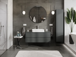 Mexen Rivel meuble de salle de bain sous-lavabo 120 cm avec plateau, 2 tiroirs, rainuré, graphite mat - 91A20-12047-2-BFFC66