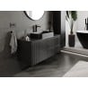 Mexen Rivel meuble de salle de bain sous-vasque 120 cm avec plateau, 2 tiroirs, rainuré, noir mat - 91A20-12047-2-BFFC71