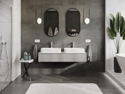 Mexen Rivel meuble de salle de bains sous lavabo 140 cm avec plan de travail, 1 tiroir, rainuré, gris mat - 91A20-14023-1-BFC62