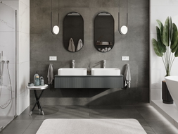 Mexen Rivel meuble de salle de bains sous-lavabo 140 cm avec plateau, 1 tiroir, rainuré, graphite mat - 91A20-14023-1-BFC66