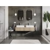 Mexen Rivel meuble de salle de bain sous-lavabo 140 cm avec plateau, 1 tiroir, rainuré, chêne - 91A20-14023-1-BFC81