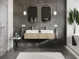 Mexen Rivel meuble de salle de bain sous-lavabo 140 cm avec plateau, 1 tiroir, rainuré, chêne - 91A20-14023-1-BFC81