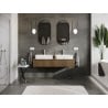 Mexen Rivel meuble de salle de bains sous lavabo 140 cm avec plateau, 1 tiroir, rainuré, noyer - 91A20-14023-1-BFC86