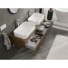 Mexen Rivel meuble de salle de bains sous lavabo 140 cm avec plateau, 1 tiroir, rainuré, noyer - 91A20-14023-1-BFC86