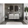 Mexen Rivel meuble de salle de bains sous-lavabo 140 cm avec plateau, 2 tiroirs, rainuré, gris mat - 91A20-14047-2-BFFC62