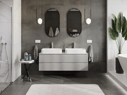 Mexen Rivel meuble de salle de bains sous-lavabo 140 cm avec plateau, 2 tiroirs, rainuré, gris mat - 91A20-14047-2-BFFC62