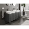 Mexen Rivel meuble de salle de bain sous-vasque 140 cm avec plateau, 2 tiroirs, rainuré, graphite mat - 91A20-14047-2-BFFC66