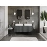 Mexen Rivel meuble de salle de bain sous-vasque 140 cm avec plateau, 2 tiroirs, rainuré, graphite mat - 91A20-14047-2-BFFC66