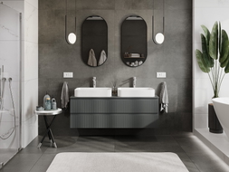 Mexen Rivel meuble de salle de bains sous vasque 140 cm avec plateau, 2 tiroirs, rainuré, graphite mat - 91A20-14047-2-BFFC66