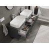 Mexen Rivel meuble de salle de bain sous-vasque 140 cm avec plateau, 2 tiroirs, rainuré, graphite mat - 91A20-14047-2-BFFC66