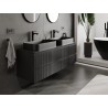 Mexen Rivel meuble de salle de bain sous-lavabo 140 cm avec plateau, 2 tiroirs, rainuré, noir mat - 91A20-14047-2-BFFC71