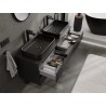 Mexen Rivel meuble de salle de bain sous-lavabo 140 cm avec plateau, 2 tiroirs, rainuré, noir mat - 91A20-14047-2-BFFC71