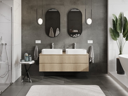 Mexen Rivel meuble de salle de bains sous-lavabo 140 cm avec plateau, 2 tiroirs, rainuré, chêne - 91A20-14047-2-BFFC81