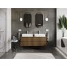 Mexen Rivel meuble de salle de bains sous-lavabo 140 cm avec plateau, 2 tiroirs, rainuré, noyer - 91A20-14047-2-BFFC86