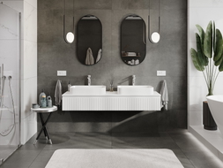 Mexen Rivel meuble de salle de bain sous-vasque 160 cm avec plateau, 1 tiroir, rainuré, blanc mat - 91A20-16023-1-BFC01