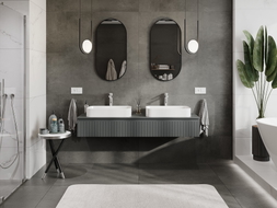 Mexen Rivel meuble de salle de bain sous-vasque 160 cm avec plateau, 1 tiroir, rainuré, graphite mat - 91A20-16023-1-BFC66