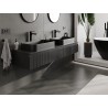 Mexen Rivel meuble de salle de bains sous vasque 160 cm avec plateau, 1 tiroir, rainuré, noir mat - 91A20-16023-1-BFC71
