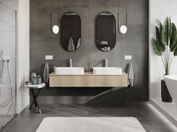 Mexen Rivel meuble de salle de bain sous lavabo 160 cm avec plateau, 1 tiroir, nervuré, chêne - 91A20-16023-1-BFC81