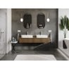 Mexen Rivel meuble de salle de bains sous vasque 160 cm avec plateau, 1 tiroir, rainuré, noyer - 91A20-16023-1-BFC86