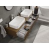 Mexen Rivel meuble de salle de bains sous vasque 160 cm avec plateau, 1 tiroir, rainuré, noyer - 91A20-16023-1-BFC86