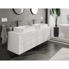 Mexen Rivel armoire de salle de bain sous lavabo 160 cm avec plateau, 2 tiroirs, rainurée, blanc mat - 91A20-16047-2-BFFC01
