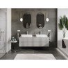 Mexen Rivel armoire de salle de bain sous lavabo 160 cm avec plateau, 2 tiroirs, rainurée, gris mat - 91A20-16047-2-BFFC62