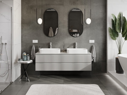 Mexen Rivel meuble de salle de bain sous lavabo 160 cm avec plateau, 2 tiroirs, rainuré, gris mat - 91A20-16047-2-BFFC62