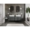 Mexen Rivel meuble de salle de bain sous-lavabo 160 cm avec plateau, 2 tiroirs, rainuré, graphite mat - 91A20-16047-2-BFFC66