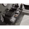 Mexen Rivel meuble de salle de bain sous lavabo 160 cm avec plateau, 2 tiroirs, cannelé, noir mat - 91A20-16047-2-BFFC71