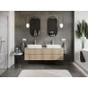 Mexen Rivel meuble de salle de bains 160 cm avec plateau, 2 tiroirs, rainuré, chêne - 91A20-16047-2-BFFC81