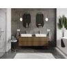 Mexen Rivel meuble de salle de bain sous lavabo 160 cm avec plateau, 2 tiroirs, rainuré, noyer - 91A20-16047-2-BFFC86