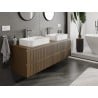 Mexen Rivel meuble de salle de bain sous lavabo 160 cm avec plateau, 2 tiroirs, rainuré, noyer - 91A20-16047-2-BFFC86