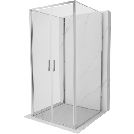 Mexen Exo-3S cabine de douche à 3 parois avec porte battante 80 x 80 cm, transparent, chrome - 814-080-080-01-00-3S