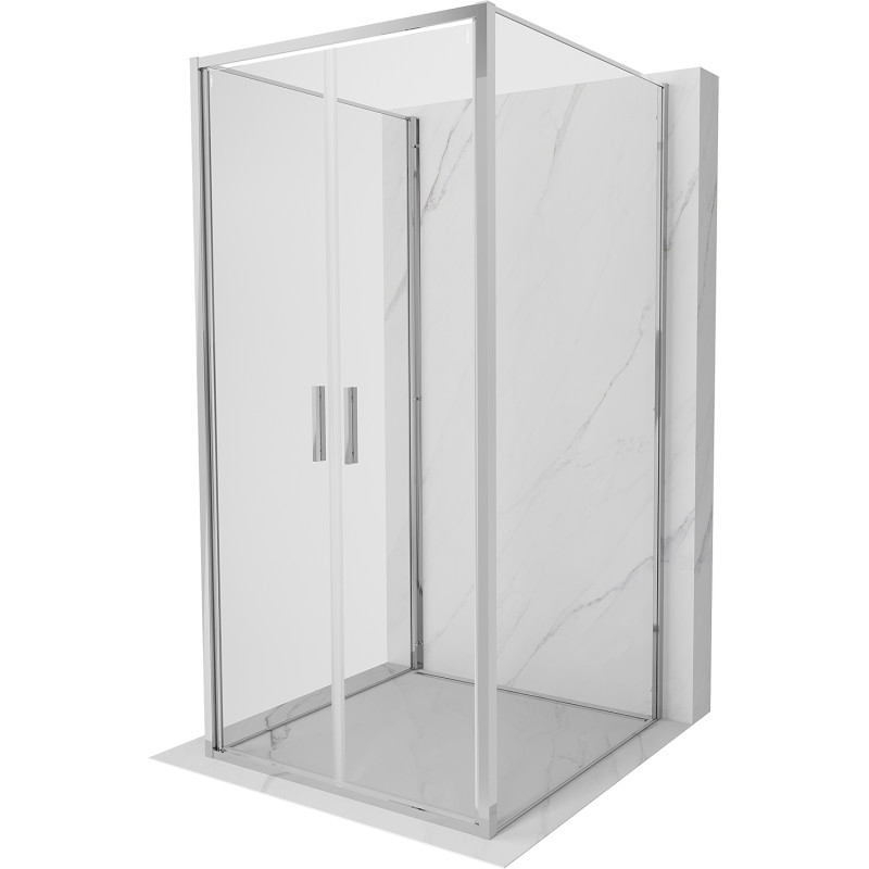 Mexen Exo-B Duo 3S cabine de douche 3 parois battante 110 x 110 cm, transparent, chrome - 814-110-110-01-00-3S