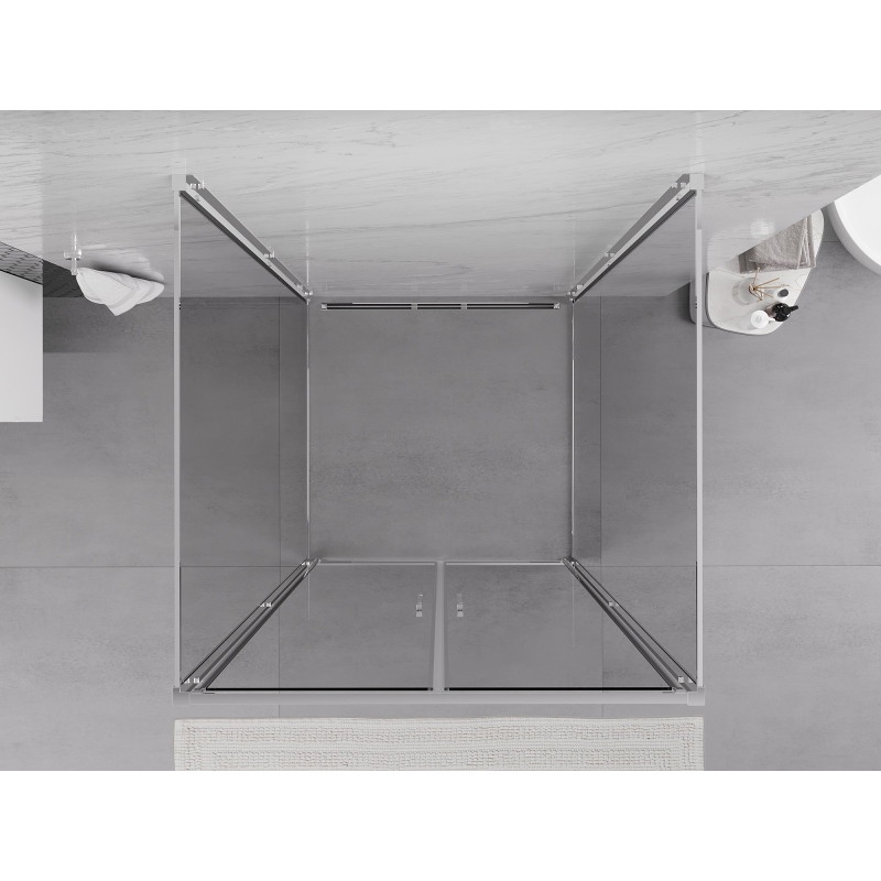 Mexen Exo-B Duo 3S cabine de douche 3 parois battante 110 x 110 cm, transparent, chrome - 814-110-110-01-00-3S