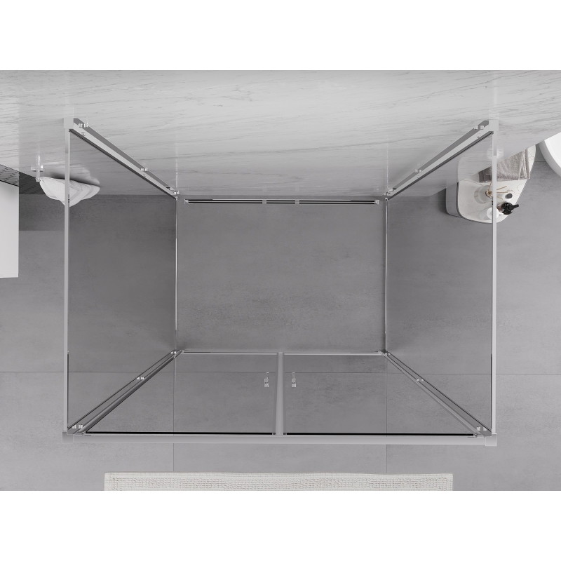 Mexen Exo-B Duo 3S cabine de douche 3 parois battante 90 x 100 cm, transparent, chromé - 814-090-100-01-00-3S