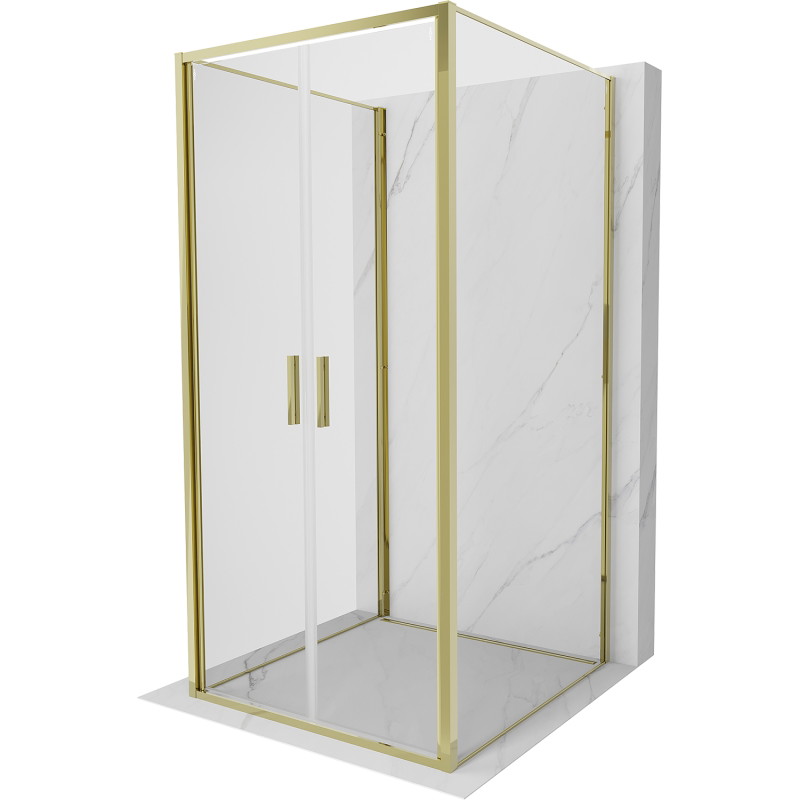 Mexen Exo-B Duo 3S cabine de douche 3-parois pivotante 100 x 100 cm, transparent, or - 814-100-100-50-00-3S